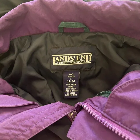 Lands End 90s Vintage Retro Utility Chore Barn Jacket Purple Teal Blue Large - Picture 4 of 8